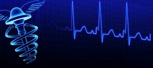 stock-footage-rotating-medical-healthcare-symbol-over-ekg-background